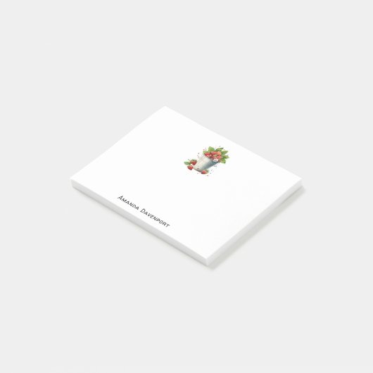 Erdbeeren in einem Eimer Post-it Klebezettel (angewinkelt)