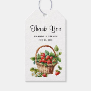 Erdbeeren in einem Korbkorb Hochzeit Vielen Dank Geschenkanhänger