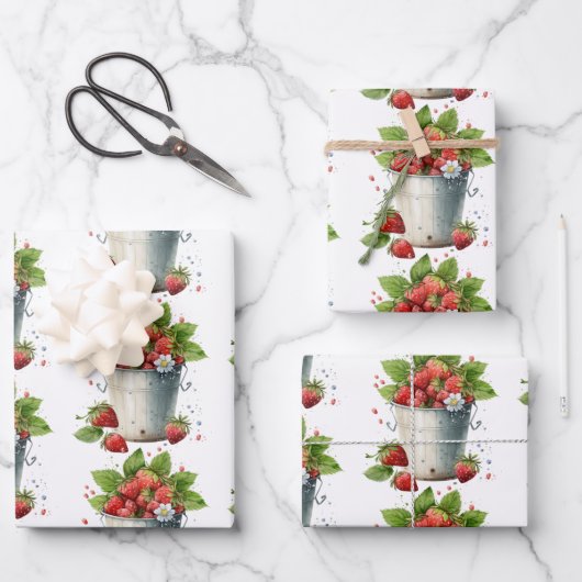 Erdbeeren in einem Schaufelmuster Geschenkpapier Set (Vorderseite)