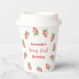 Erdbeeren in Wasserfarben 1. Geburtstag Party Pappbecher
