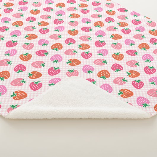 Erdbeeren-Karos - Rosa und Roter Sherpa-Decken Sherpadecke (3/4)