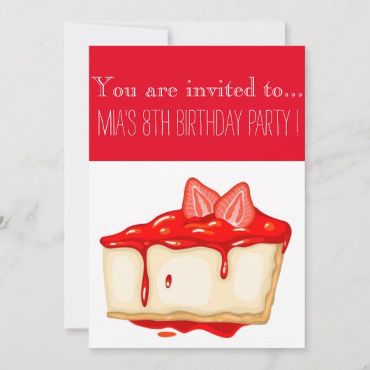 Erdbeeren-Käsekuchen-Mädchen oder zwischen Geburts Einladung (Vorderseite)