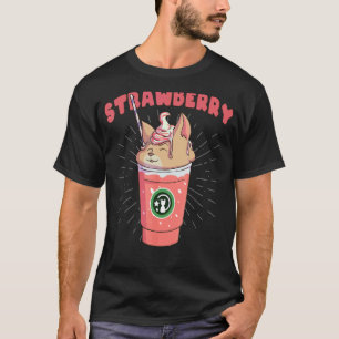 Erdbeeren-Katzupuccino-Lustige-Kitty-Frappuccino-K T-Shirt