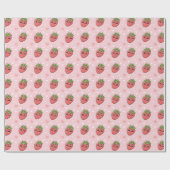 Erdbeeren Kawaii Herzen Valentinstag Geschenkpapier (Flach)