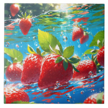 Erdbeeren Keramik Tile