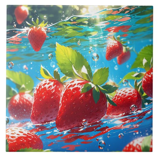 Erdbeeren Keramik Tile Fliese (Vorderseite)