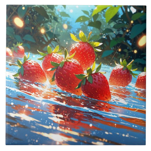 Erdbeeren Keramik Tile Fliese (Vorderseite)