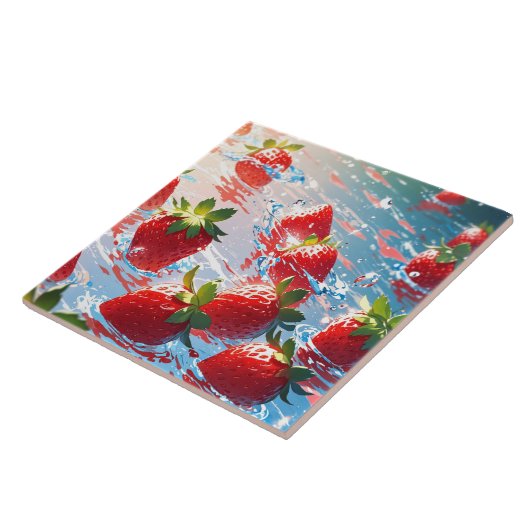 Erdbeeren Keramik Tile Fliese (Seite)