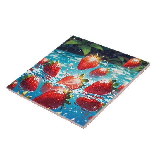 Erdbeeren Keramik Tile Fliese (Seite)