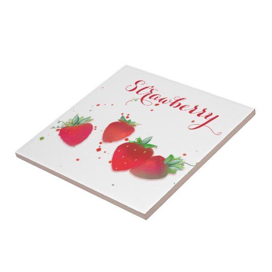 Erdbeeren Keramik Tile, klein (4,25" x 4,25") Fliese (Seite)