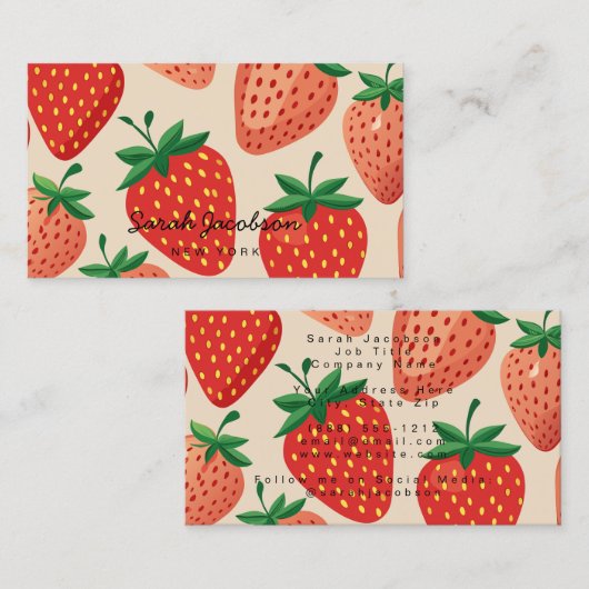 Erdbeeren Kernkern-Hütte Visitenkarte (Vorne/Hinten)