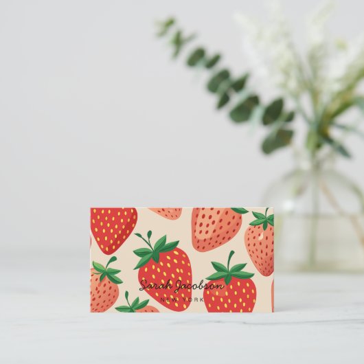 Erdbeeren Kernkern-Hütte Visitenkarte (Stehend Vorderseite)