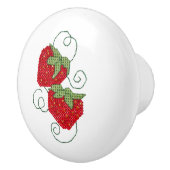 Erdbeeren Kreuzstich Keramikknauf (Rechts)