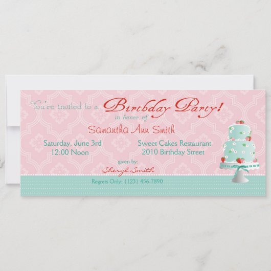 Erdbeeren Kuchen Foto Vorlage Geburtstag (Rückseite)