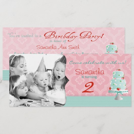 Erdbeeren Kuchen Foto Vorlage Geburtstag (Vorne/Hinten)