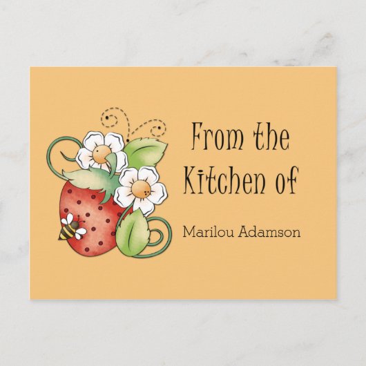 Erdbeeren Lady Bugs Rezeptkarten Postkarte (Vorderseite)