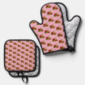 Erdbeeren Land  Ofenhandschuh & Topflappen-Set (Vorderseite/Rückseite)