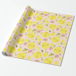Erdbeeren Lemon rosa Wrapping Paper Geschenkpapier