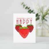 Erdbeeren machen mich glücklich postkarte (Stehend Vorderseite)