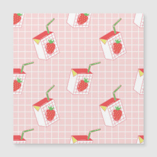 Erdbeeren Milk Cartoon: Spielerische Muster Magnetkarte
