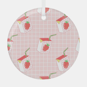 Erdbeeren Milk Cartoon: Spielerische Muster Ornament Aus Glas