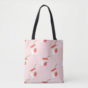 Erdbeeren Milk Cartoon: Spielerische Muster Tasche