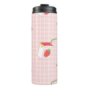 Erdbeeren Milk Cartoon: Spielerische Muster Thermosbecher