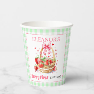 Erdbeeren Minze grün Berry Erster Geburtstag Pap Pappbecher