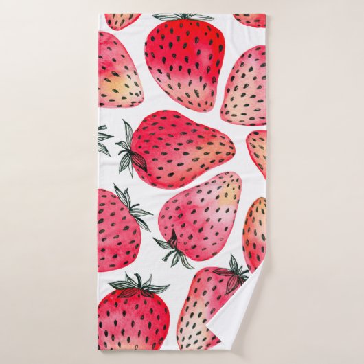 Erdbeeren mit Aquarell und Tinte, nahtlos gestrich Badehandtuch (Badehandtuch)
