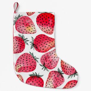 Erdbeeren mit Aquarell und Tinte, nahtlos gestrich Kleiner Weihnachtsstrumpf