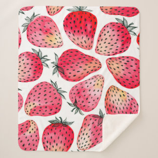 Erdbeeren mit Aquarell und Tinte, nahtlos gestrich Sherpadecke