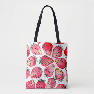 Erdbeeren mit Aquarell und Tinte, nahtlos gestrich Tasche