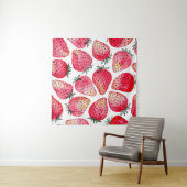 Erdbeeren mit Aquarell und Tinte, nahtlos gestrich Wandteppich (Beispiel (Horizontal))