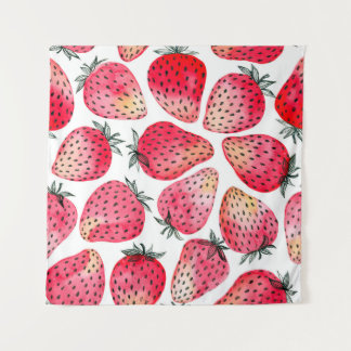 Erdbeeren mit Aquarell und Tinte, nahtlos gestrich Wandteppich