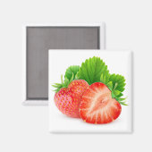 Erdbeeren mit Blättern schneiden Magnet (Vorderseite/Rückseite)