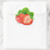 Erdbeeren mit Blättern schneiden Runder Aufkleber (Tasche)