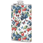 Erdbeeren mit Blaubeeren und Schmetterlingen Flachmann (Links)