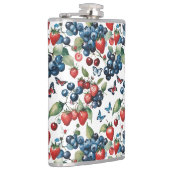 Erdbeeren mit Blaubeeren und Schmetterlingen Flachmann (Rechts)