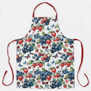 Erdbeeren mit Blaubeeren und Schmetterlingen Schürze