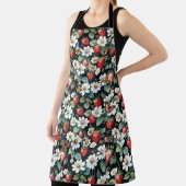 Erdbeeren mit Blume und Schmetterlinge schwarz Schürze (InSitu)