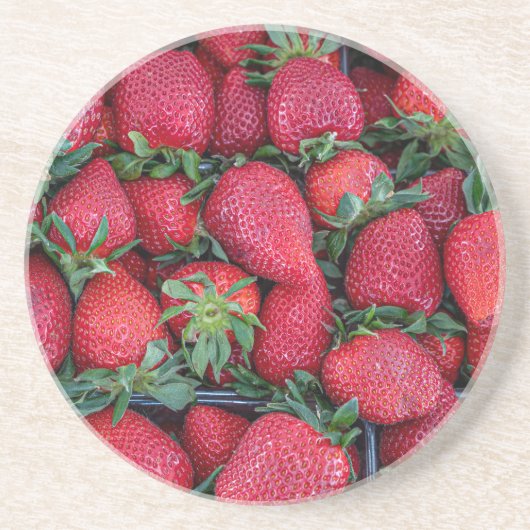 Erdbeeren mit grünen Blätter Getränkeuntersetzer (Vorne)