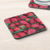 Erdbeeren mit grünen Blätter Getränkeuntersetzer (Linke Seite)