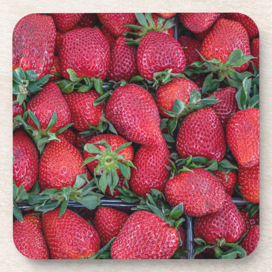 Erdbeeren mit grünen Blätter Getränkeuntersetzer (Vorderseite)