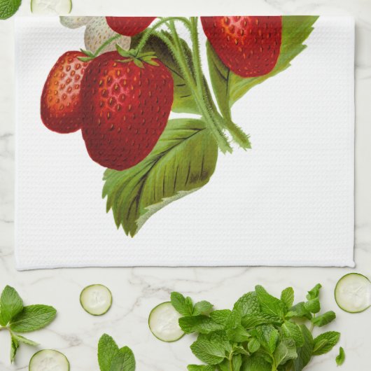 Erdbeeren mit grünen Blätter Küche Handtuch (Gefaltet)