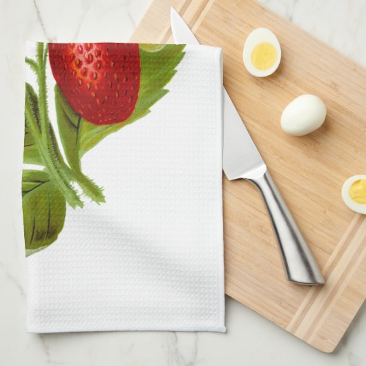 Erdbeeren mit grünen Blätter Küche Handtuch (Viertel Falte)