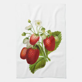 Erdbeeren mit grünen Blätter Küche Handtuch