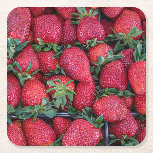 Erdbeeren mit grünen Blätter Rechteckiger Pappuntersetzer (Vorderseite)