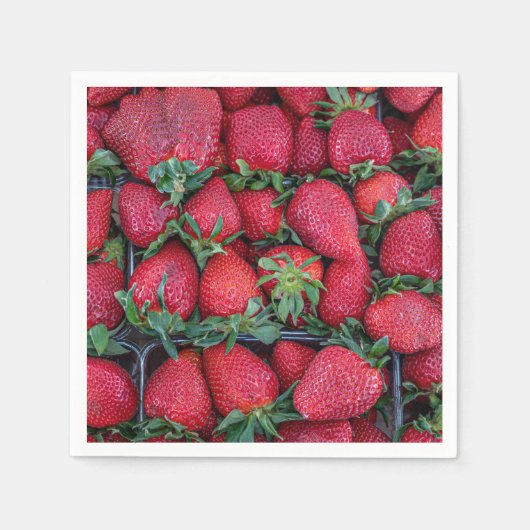Erdbeeren mit grünen Blätter Serviette (Vorderseite)