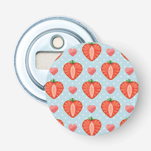 Erdbeeren mit Polka-Punkten und Herz Flaschenöffner