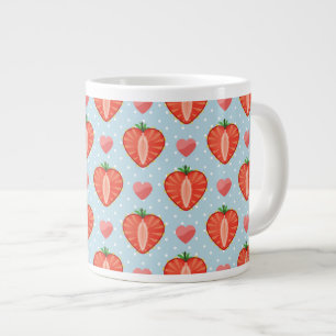 Erdbeeren mit Polka-Punkten und Herz Jumbo-Tasse